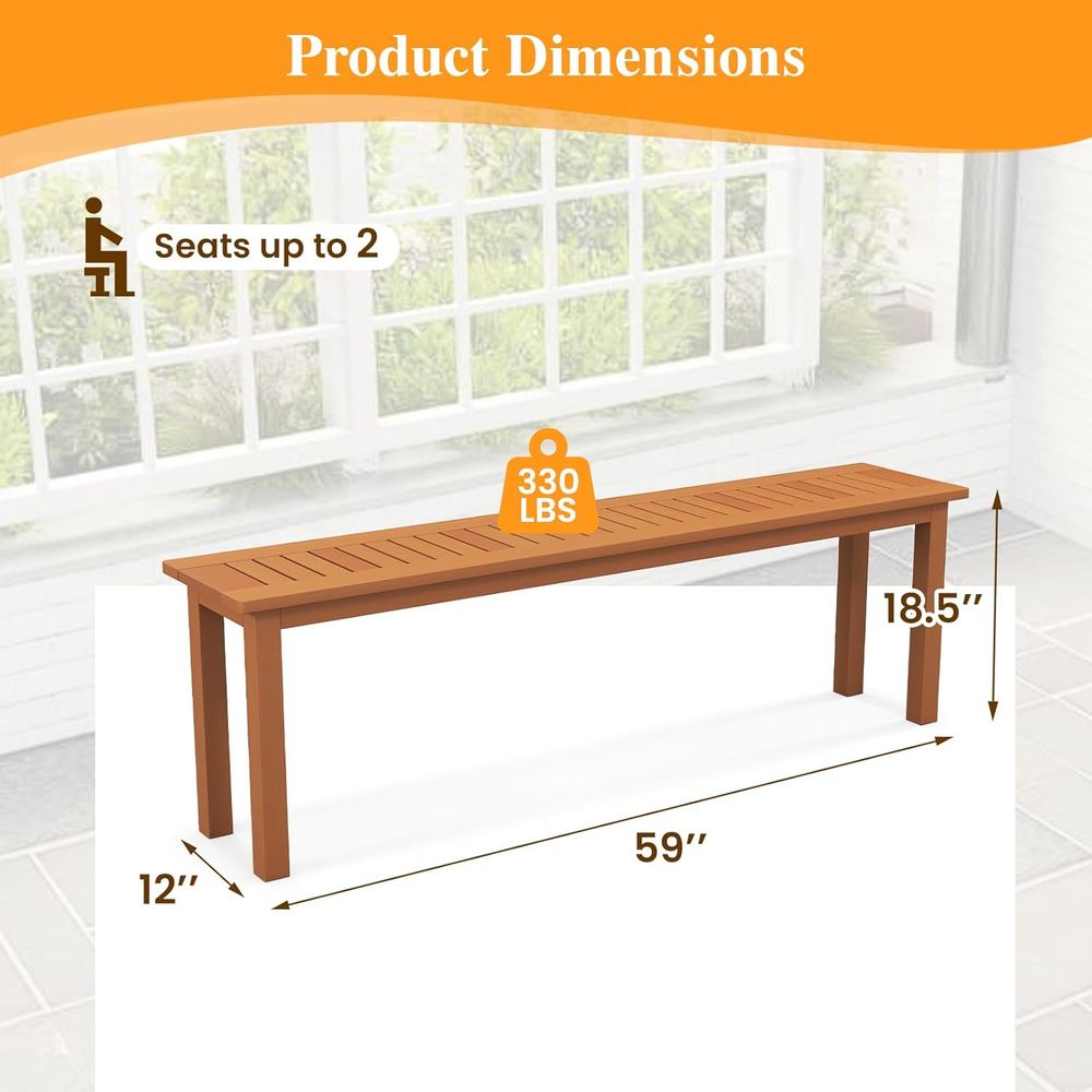kula Outdoor Wood Bench, 59” L - Outdoor Furniture Oil Teak のレビューと価格