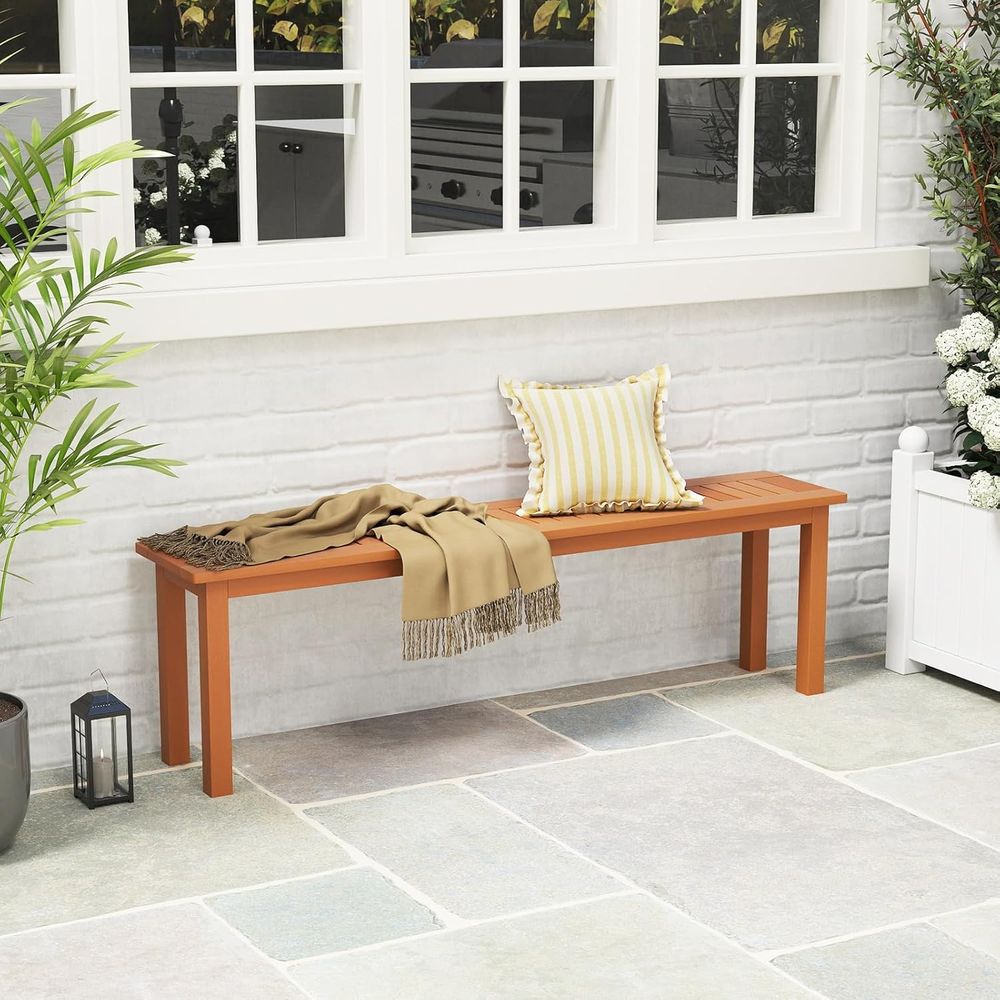 kula Outdoor Wood Bench, 59” L - Outdoor Furniture Oil Teak のレビューと価格