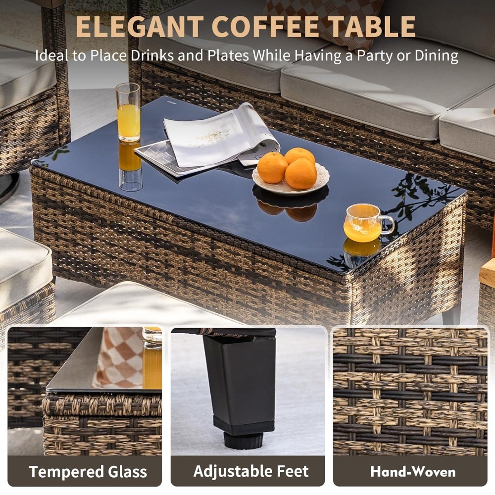 7pc PE Wicker Patio Set,Swivel - Outdoor Furniture Metal Chairs のレビューと価格