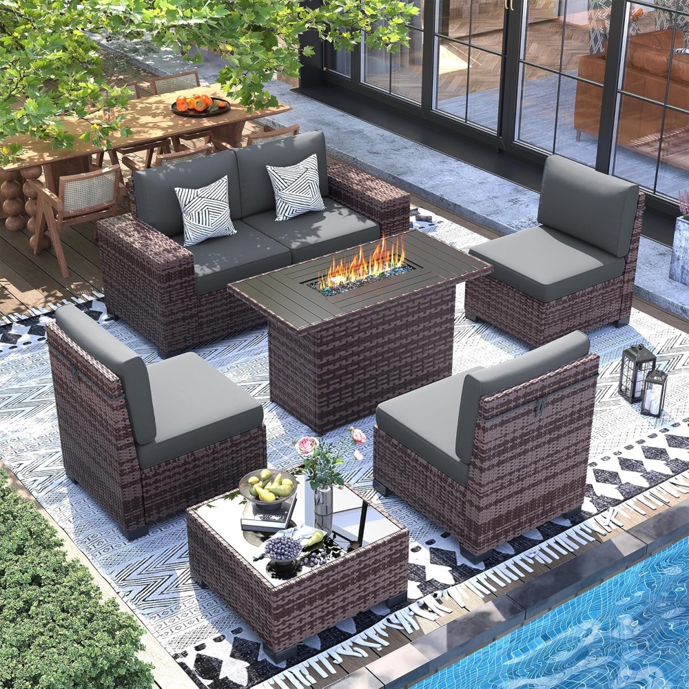 Sectional Sofa Set with Fire P - Outdoor Furniture Europe のレビューと価格